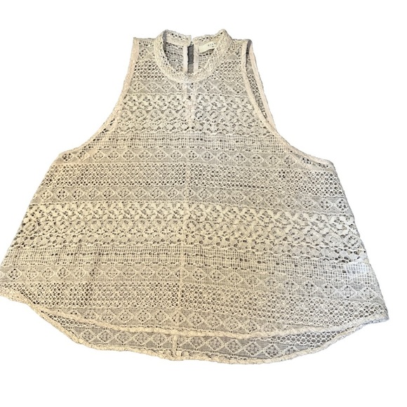 ELODIE LARGE NWOT FESTIVAL LACE CROCHET TOP CREAM Racerback Vintage y2K - Picture 3 of 3